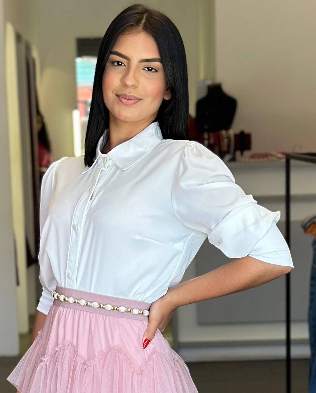 Blusa em Crepe de Alfaiataria