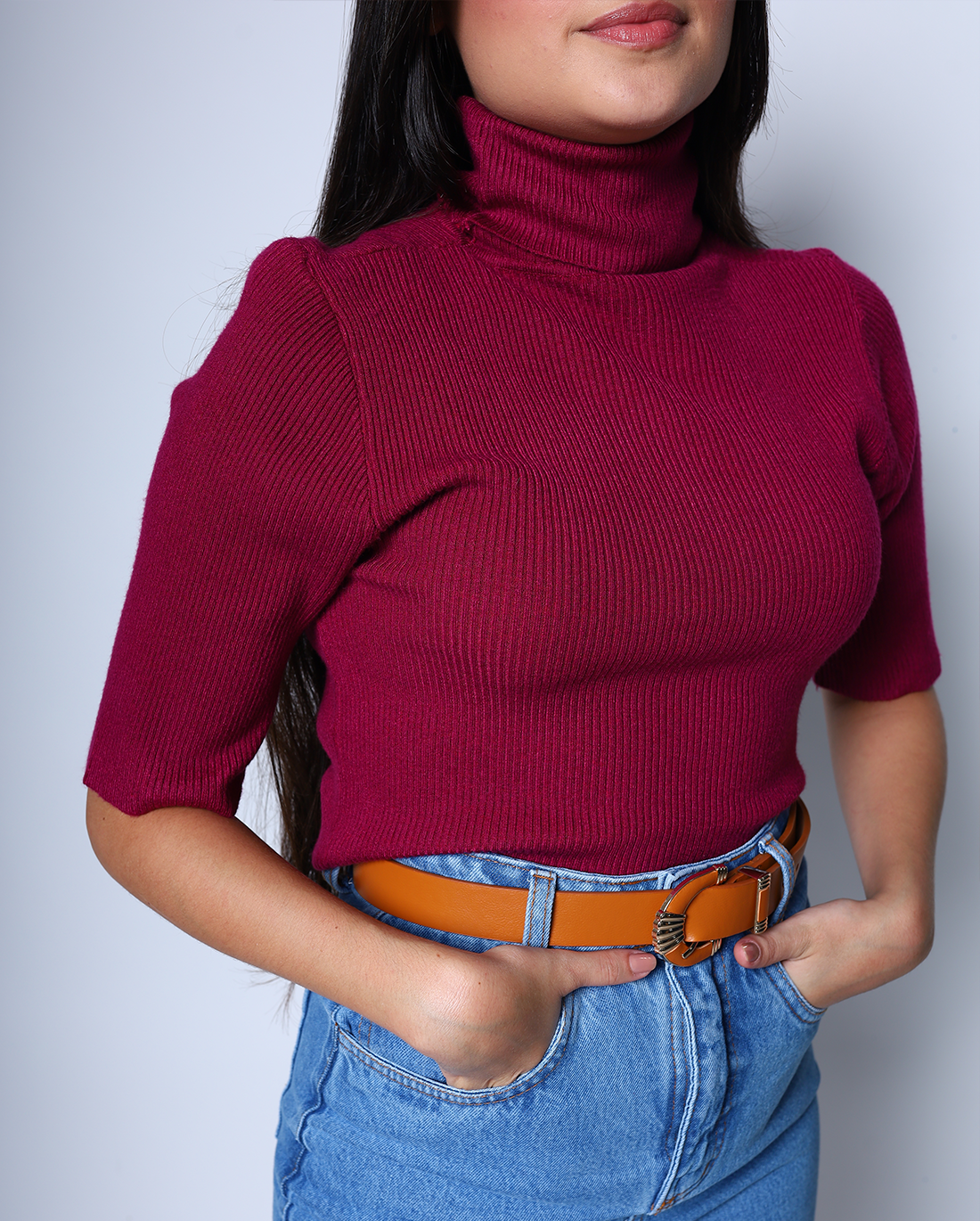 Blusa em malha canelada