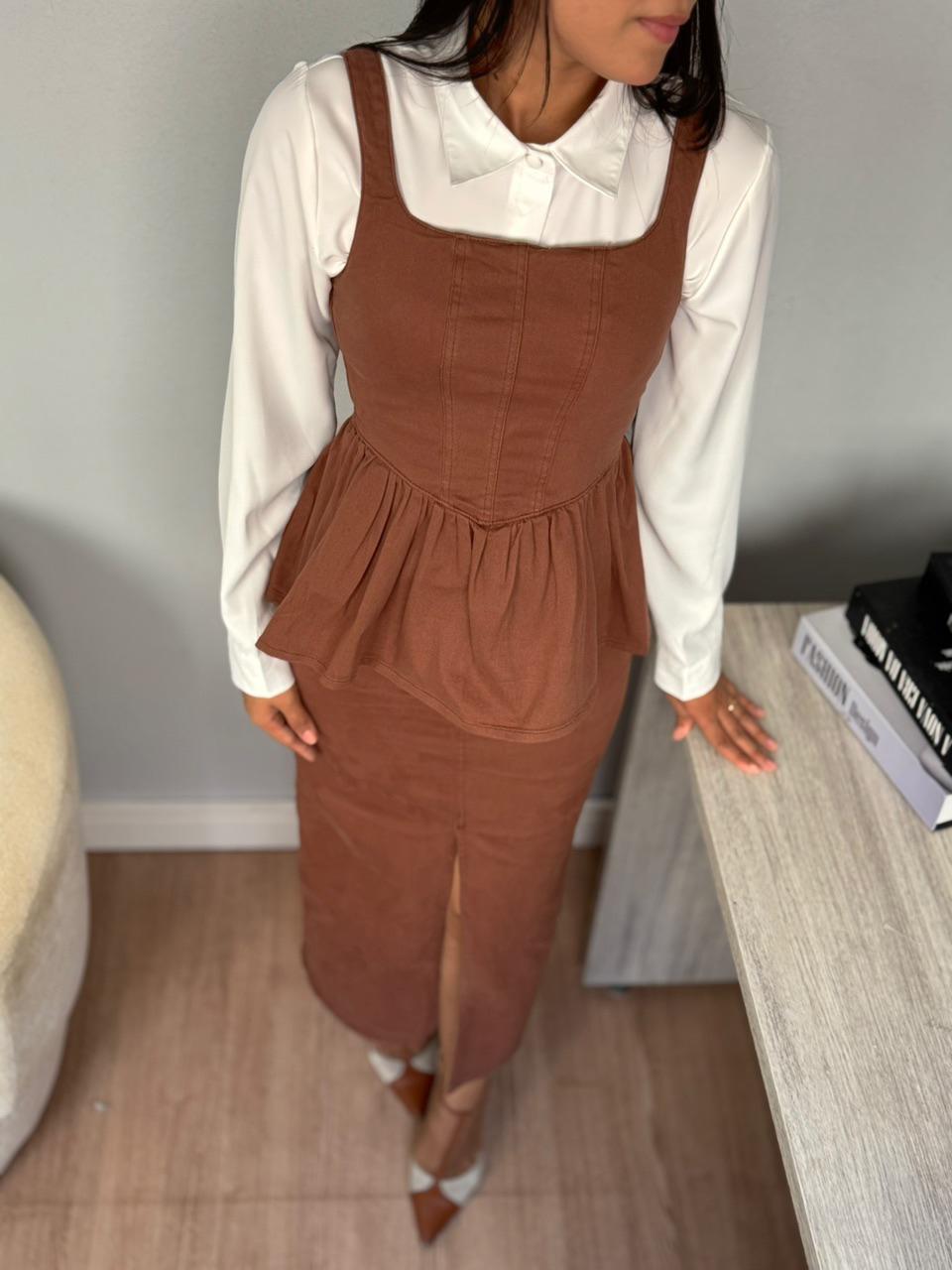 Cropped peplum com ziper