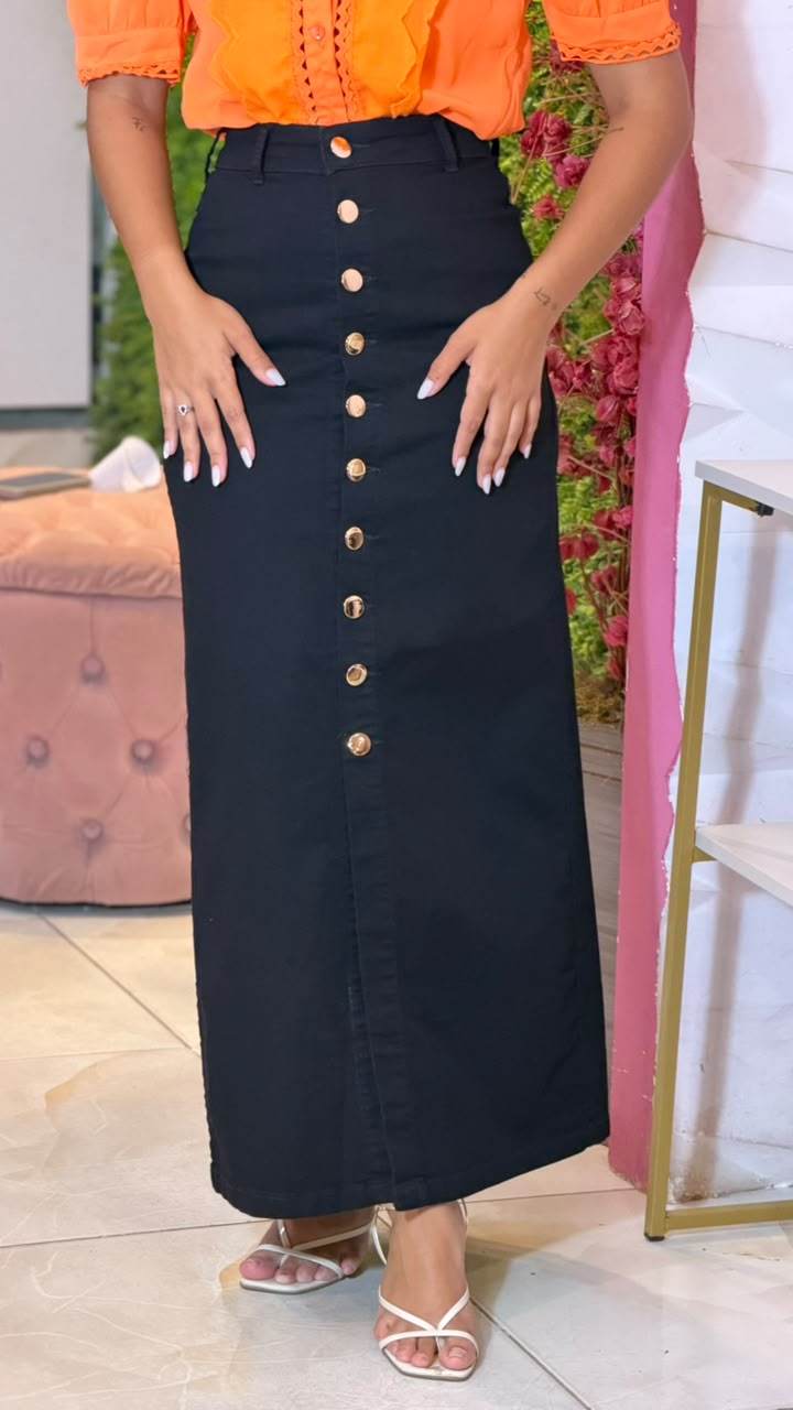 SAIA JEANS ELASTANO COM BOTÕES