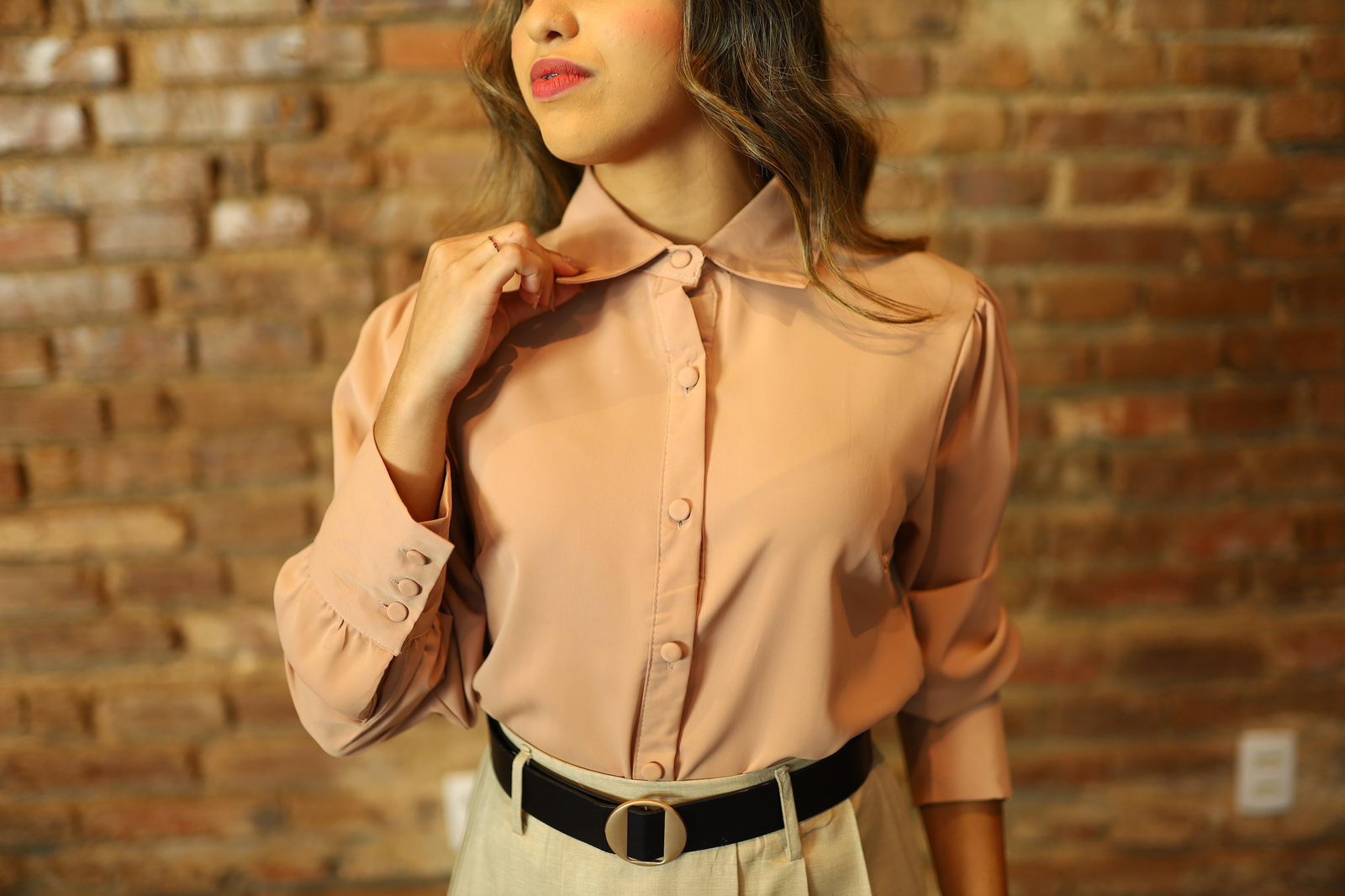 Blusa em Crepe de Alfaiataria