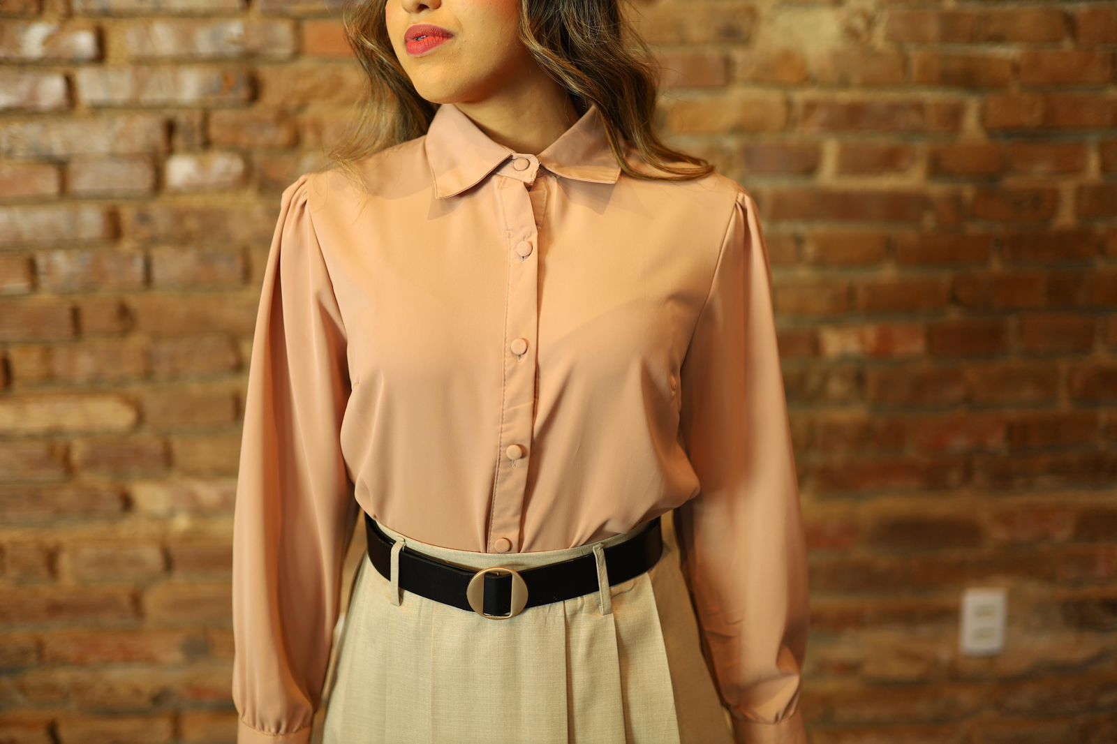 Blusa em Crepe de Alfaiataria