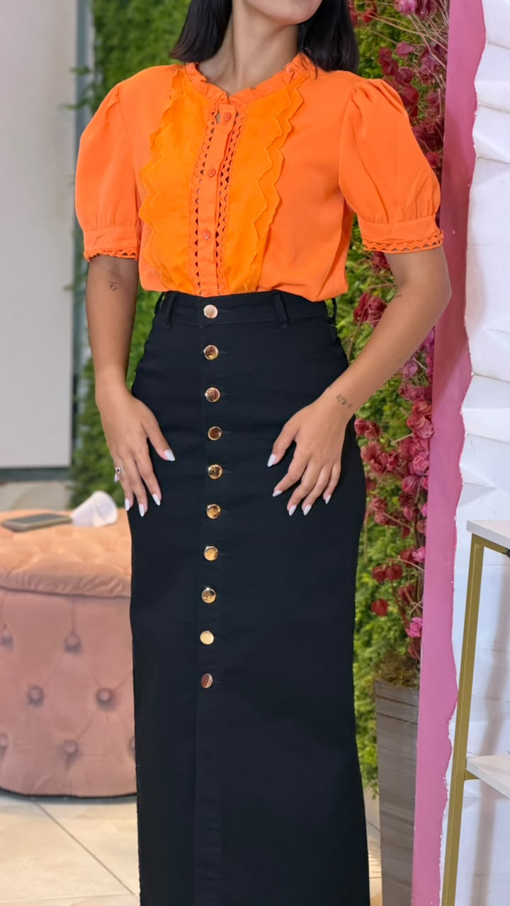 SAIA JEANS ELASTANO COM BOTÕES
